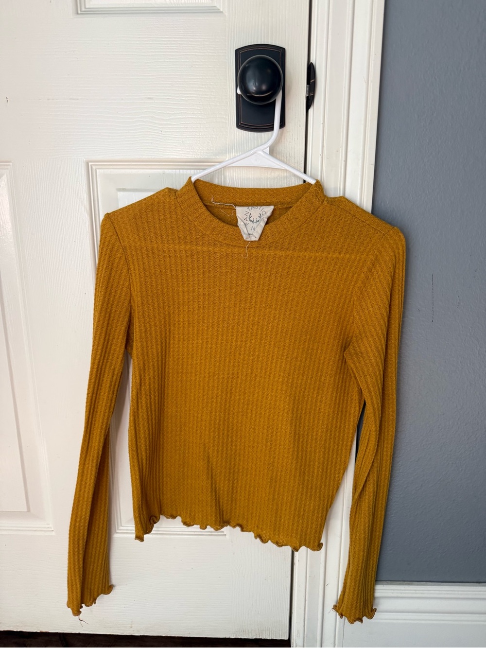Fantastic Fawn Ribbed Mustard Long-Sleeve Mock Neck Top